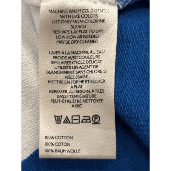 Maeve by Anthro French Terry Sweatshirt Blue White Stripes Silver Snaps XL - Picture 7 of 8